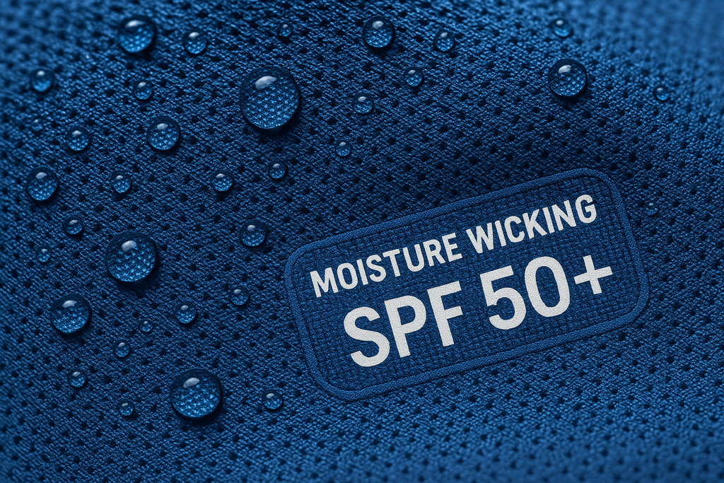 Fabric texture and SPF label detail