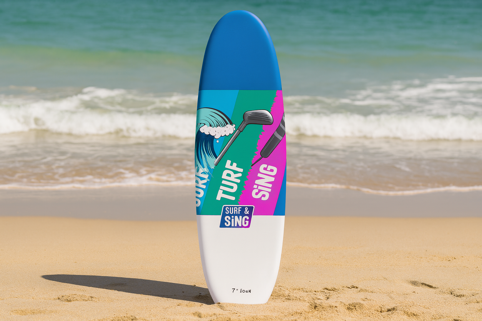 Surfboard with logo
